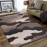 Luxus Shaggy Plus Hoogpolig Vloerkleed - Abstract Design - Rechthoekig - Bruin/Beige - Modern en Zacht Tapijt