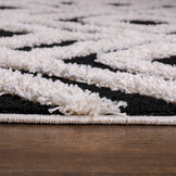 Luxus Shaggy Plus Hoogpolig Vloerkleed - Hoog Laag Design - Creme/Zwart - Rechthoekig - Zacht en Luxe Tapijt