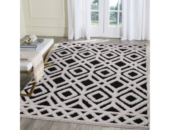 Luxus Shaggy Plus Hoogpolig Vloerkleed - Hoog Laag Design - Creme/Zwart - Rechthoekig - Zacht en Luxe Tapijt