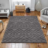 Luxus Shaggy Plus Hoogpolig Vloerkleed - Hoog Laag Design - Grijs - Rechthoekig - Zacht en Luxe Tapijt