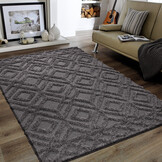 Luxus Shaggy Plus Hoogpolig Vloerkleed - Hoog Laag Design - Grijs - Rechthoekig - Zacht en Luxe Tapijt