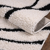Luxus Shaggy Plus Hoogpolig Vloerkleed - Skandi Design - Creme/Zwart - Rechthoekig - Zacht en Luxe Tapijt