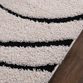 Luxus Shaggy Plus Hoogpolig Vloerkleed - Skandi Design - Creme/Zwart - Rechthoekig - Zacht en Luxe Tapijt