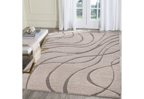 Luxus Shaggy Plus Hoogpolig Vloerkleed - Skandi Design - Uni Effen Creme - Rechthoekig - Zacht en Luxe Tapijt