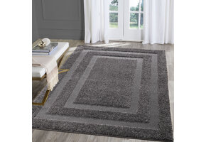 Luxus Shaggy Plus Hoogpolig Vloerkleed - Modern Geometrisch Design - Uni Effen Grijs - Rechthoekig - Zacht en Luxe Tapijt