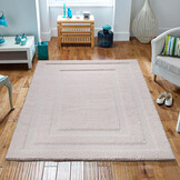 Luxus Shaggy Plus Hoogpolig Vloerkleed - Modern Geometrisch Design - Uni Effen Creme - Rechthoekig - Zacht en Luxe Tapijt