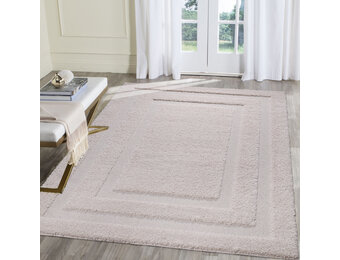 Luxus Shaggy Plus Hoogpolig Vloerkleed - Modern Geometrisch Design - Uni Effen Creme - Rechthoekig - Zacht en Luxe Tapijt