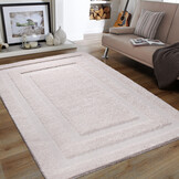 Luxus Shaggy Plus Hoogpolig Vloerkleed - Modern Geometrisch Design - Uni Effen Creme - Rechthoekig - Zacht en Luxe Tapijt