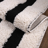 Luxus Shaggy Plus Hoogpolig Vloerkleed - Modern Geometrisch Design - Creme/Zwart - Rechthoekig - Zacht en Luxe Tapijt