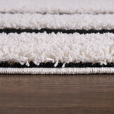 Luxus Shaggy Plus Hoogpolig Vloerkleed - Modern Geometrisch Design - Creme/Zwart - Rechthoekig - Zacht en Luxe Tapijt