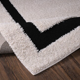 Luxus Shaggy Plus Hoogpolig Vloerkleed - Modern Geometrisch Design - Creme/Zwart - Rechthoekig - Zacht en Luxe Tapijt