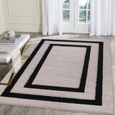 Luxus Shaggy Plus Hoogpolig Vloerkleed - Modern Geometrisch Design - Creme/Zwart - Rechthoekig - Zacht en Luxe Tapijt
