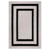 Luxus Shaggy Plus Hoogpolig Vloerkleed - Modern Geometrisch Design - Creme/Zwart - Rechthoekig - Zacht en Luxe Tapijt