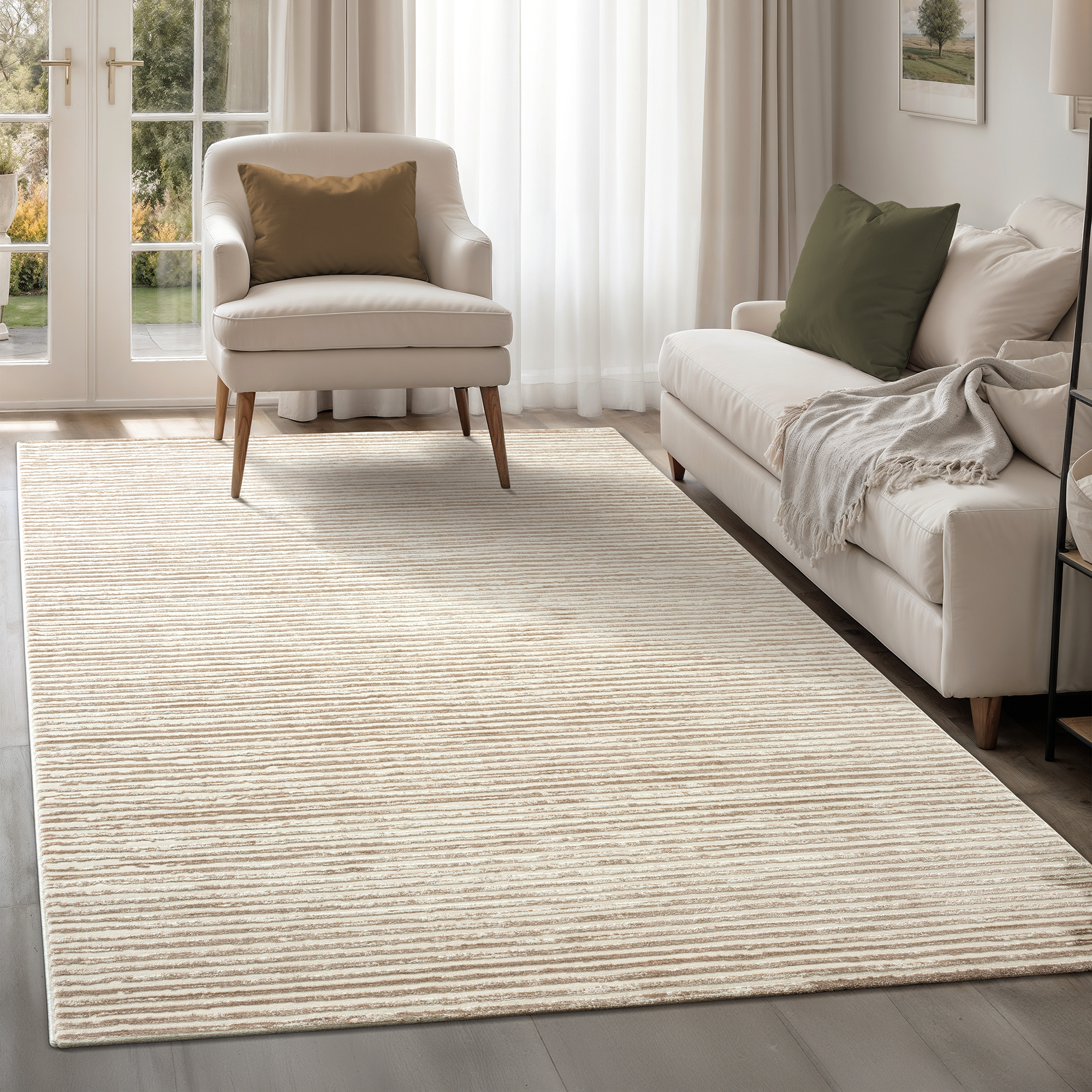 Oslo Abstract - Vloerkleed - Laagpolig - Modern Design - Creme Beige