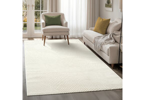 Japandi Abstract - Vloerkleed - Laagpolig - Modern Design - Effen Uni - Creme