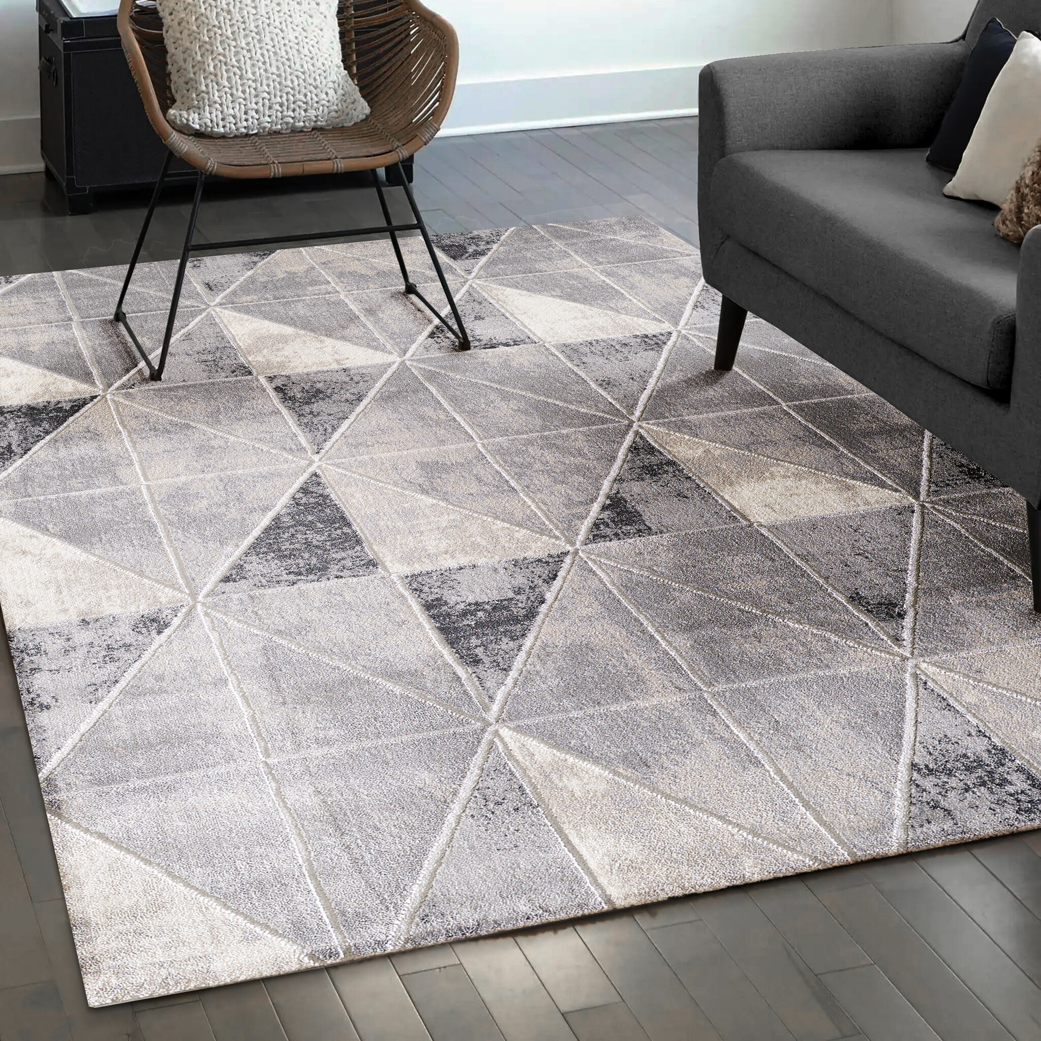 Harmony Mystic - Modern Abstract Vloerkleed - Laagpolig - Lichtgrijs