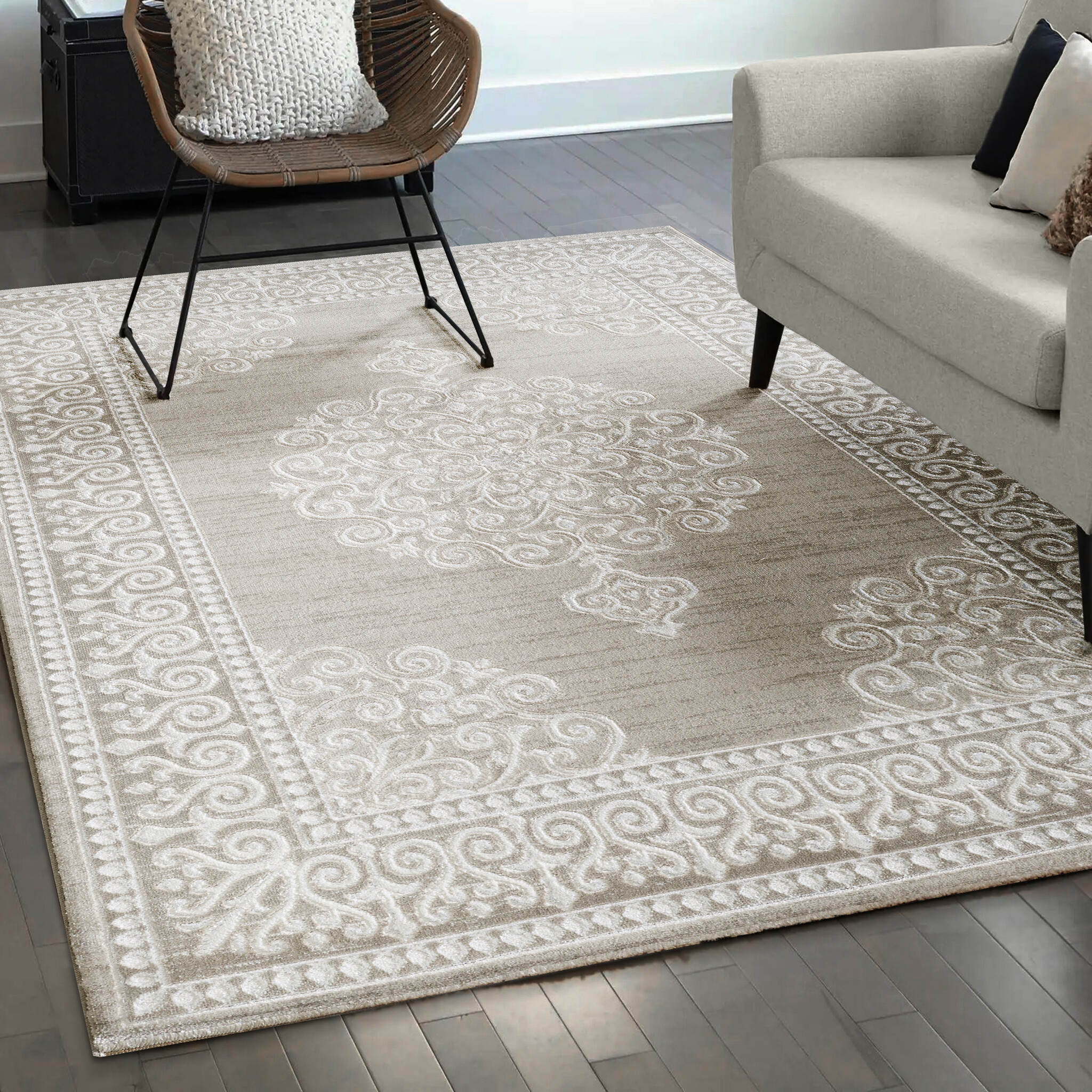 Harmony Oosters Laagpolig Vloerkleed Beige