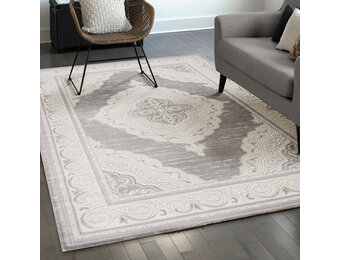 Harmony Vloerkleed - Rechthoekig - Klassieke Orient Look - Laagpolig - Lichtgrijs