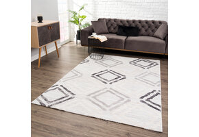 Evra Burano - Modern Vloerkleed - Laagpolig Tapijt - Grijs Creme