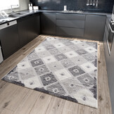 Evra Basic Home - Modern Vloerkleed - Laagpolig Tapijt - Grijs Creme