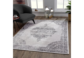 Evra Vintage Vloerkleed - Klassiek Design - Laagpolig Tapijt - Grijs
