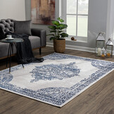 Evra Vintage Vloerkleed - Klassiek Design - Laagpolig Tapijt - Grijs Blauw