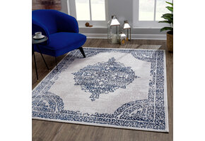 Evra Vintage Vloerkleed - Klassiek Design - Laagpolig Tapijt - Grijs Blauw