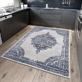 Evra Vintage Vloerkleed - Klassiek Design - Laagpolig Tapijt - Grijs Blauw