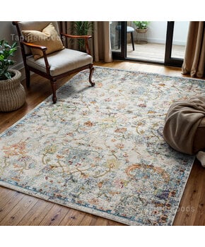 Tapijtenloods Picasso Sarough Vintage Vloerkleed Creme / Beige Laagpolig