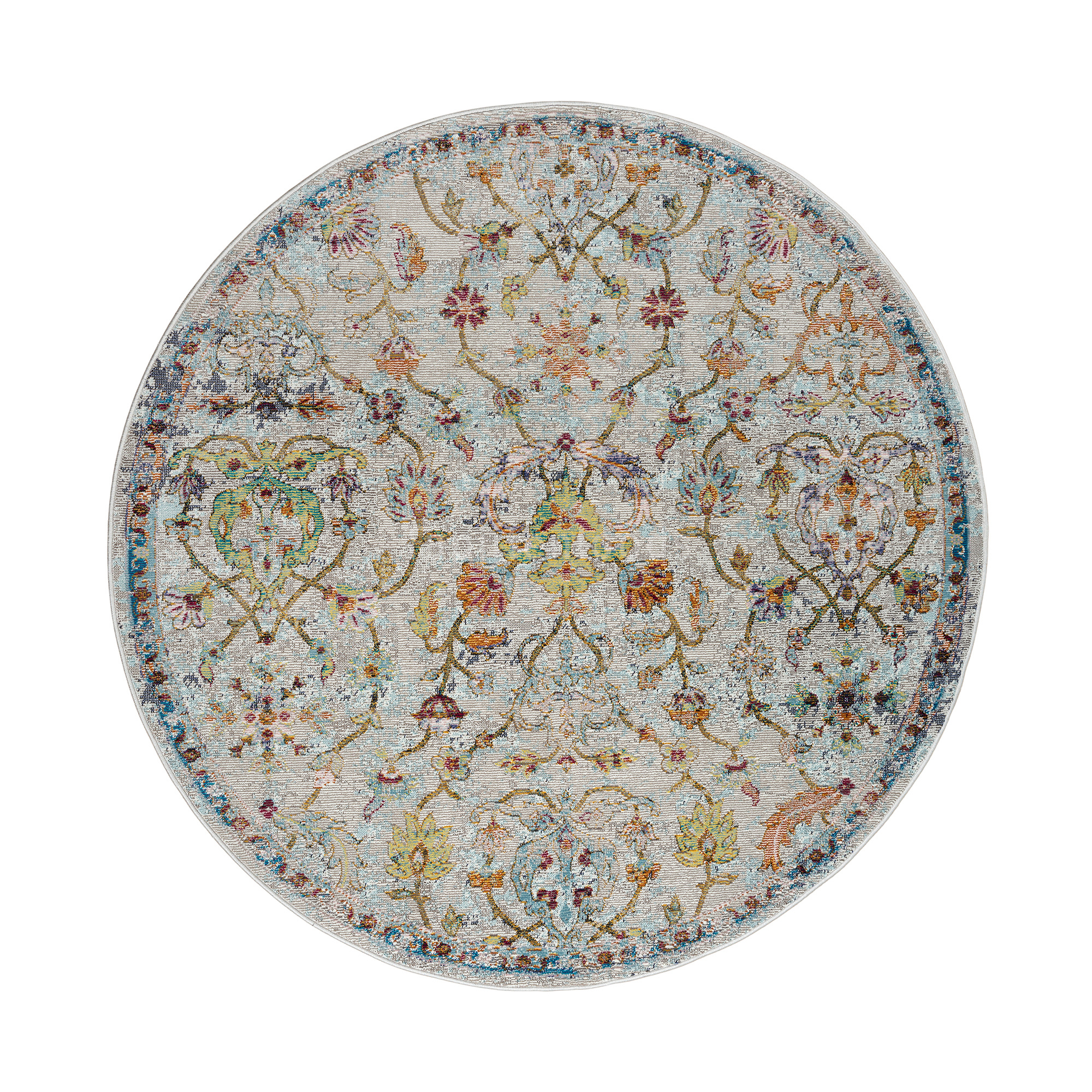 Picasso Sarough Vintage Rond Vloerkleed Creme / Beige Laagpolig