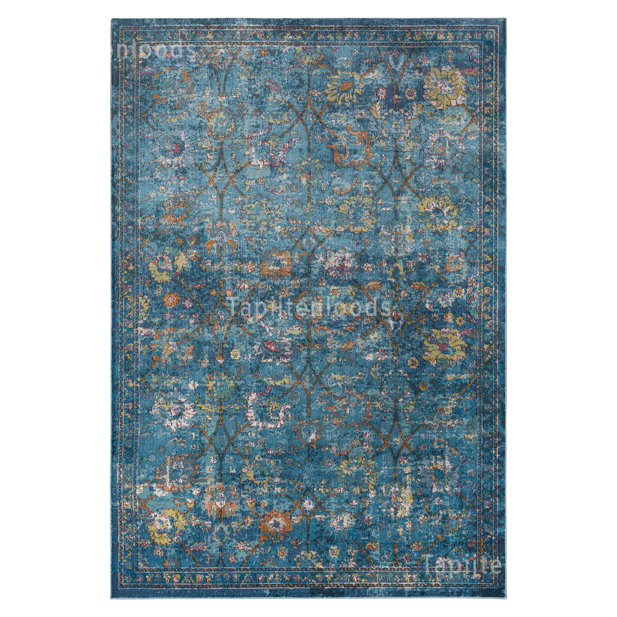 Picasso Sarough Vintage Vloerkleed Blauw Laagpolig
