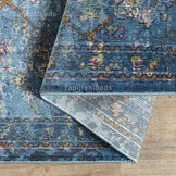 Tapijtenloods Picasso Sarough Vintage Rond Vloerkleed Blauw Laagpolig