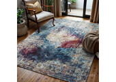 Tapijtenloods Picasso Heriz Vintage Vloerkleed Multi / Blauw Laagpolig