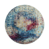 Picasso Heriz Vintage Rond Vloerkleed Multi / Blauw Laagpolig