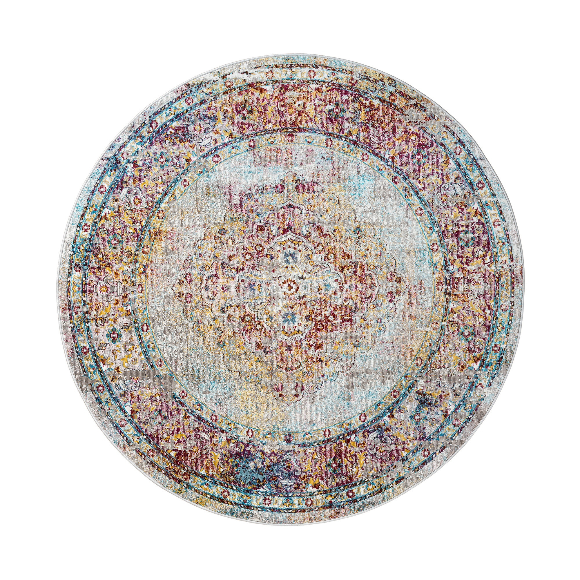 Picasso Keshan Vintage Rond Vloerkleed Multi / Beige Laagpolig