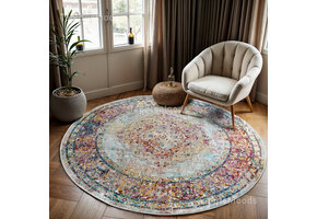 Picasso Keshan Vintage Rond Vloerkleed Multi / Beige Laagpolig