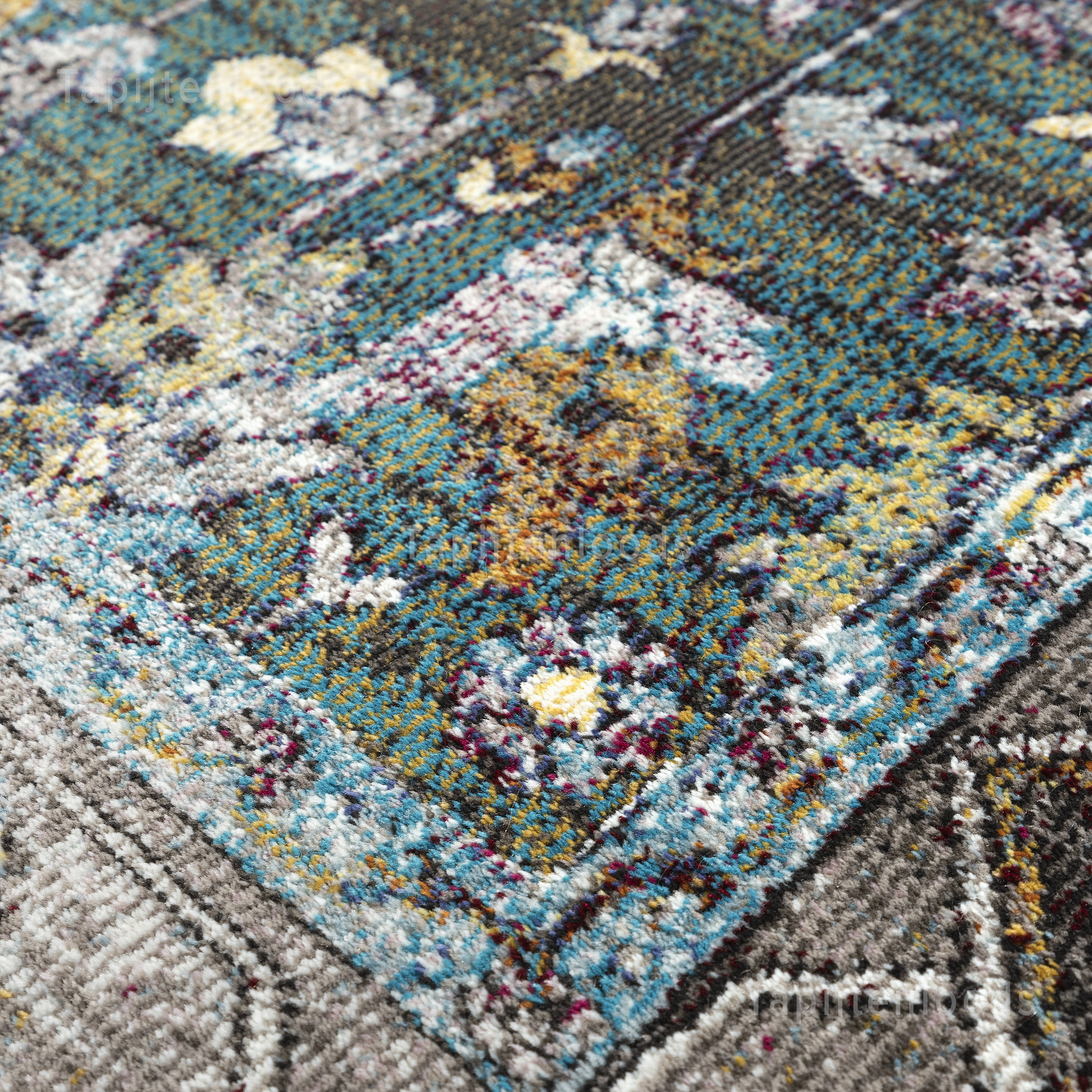 Picasso Pablo Vintage Rond Vloerkleed Groen / Multi Laagpolig