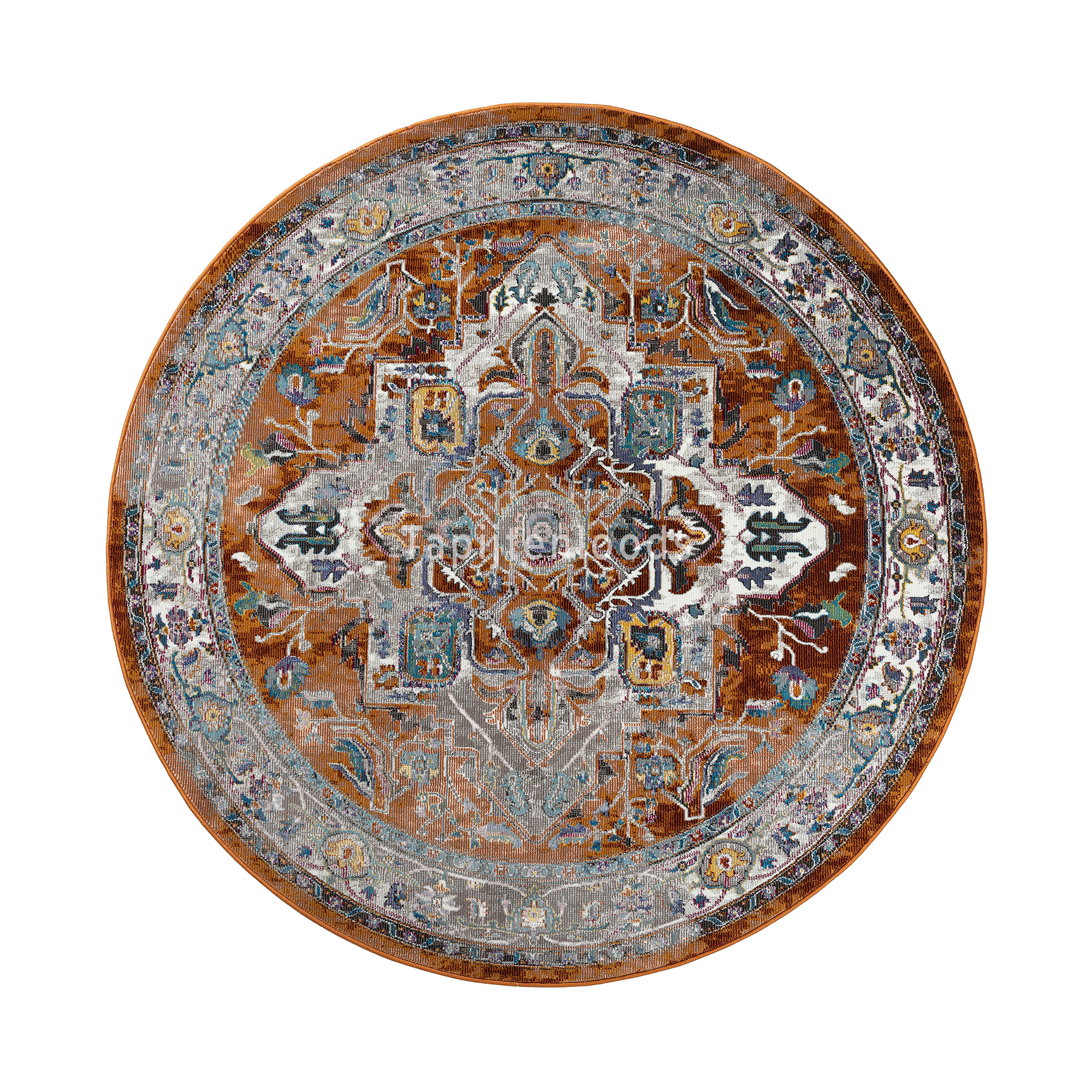 Picasso Castana Vintage Rond Vloerkleed Terra / Multi Laagpolig