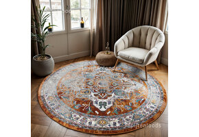 Picasso Castana Vintage Rond Vloerkleed Terra / Multi Laagpolig