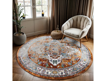 Tapijtenloods Picasso Castana Vintage Rond Vloerkleed Terra / Multi Laagpolig