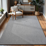 Lora Plus Laagpolig Effen Vloerkleed - Geweven Design - Zwart  Wit