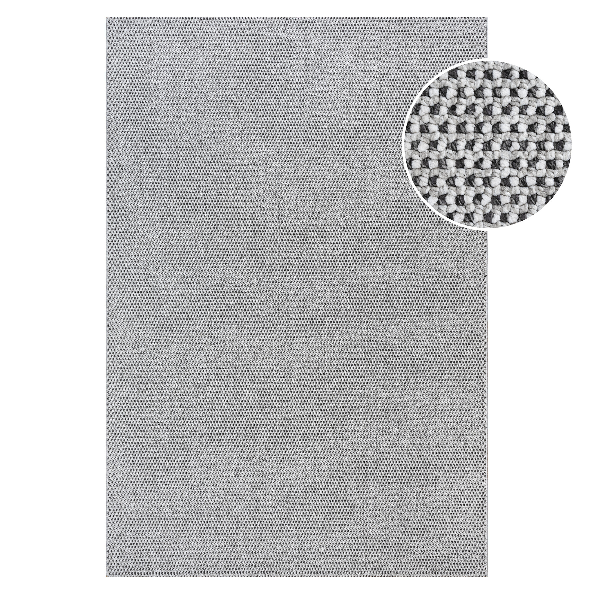 Lora Plus Laagpolig Effen Vloerkleed - Geweven Design - Zwart  Wit