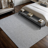 Lora Plus Laagpolig Effen Vloerkleed - Geweven Design - Zwart  Wit