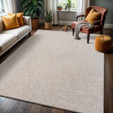 Lora Plus Laagpolig Effen Vloerkleed - Geweven Design - Beige Creme