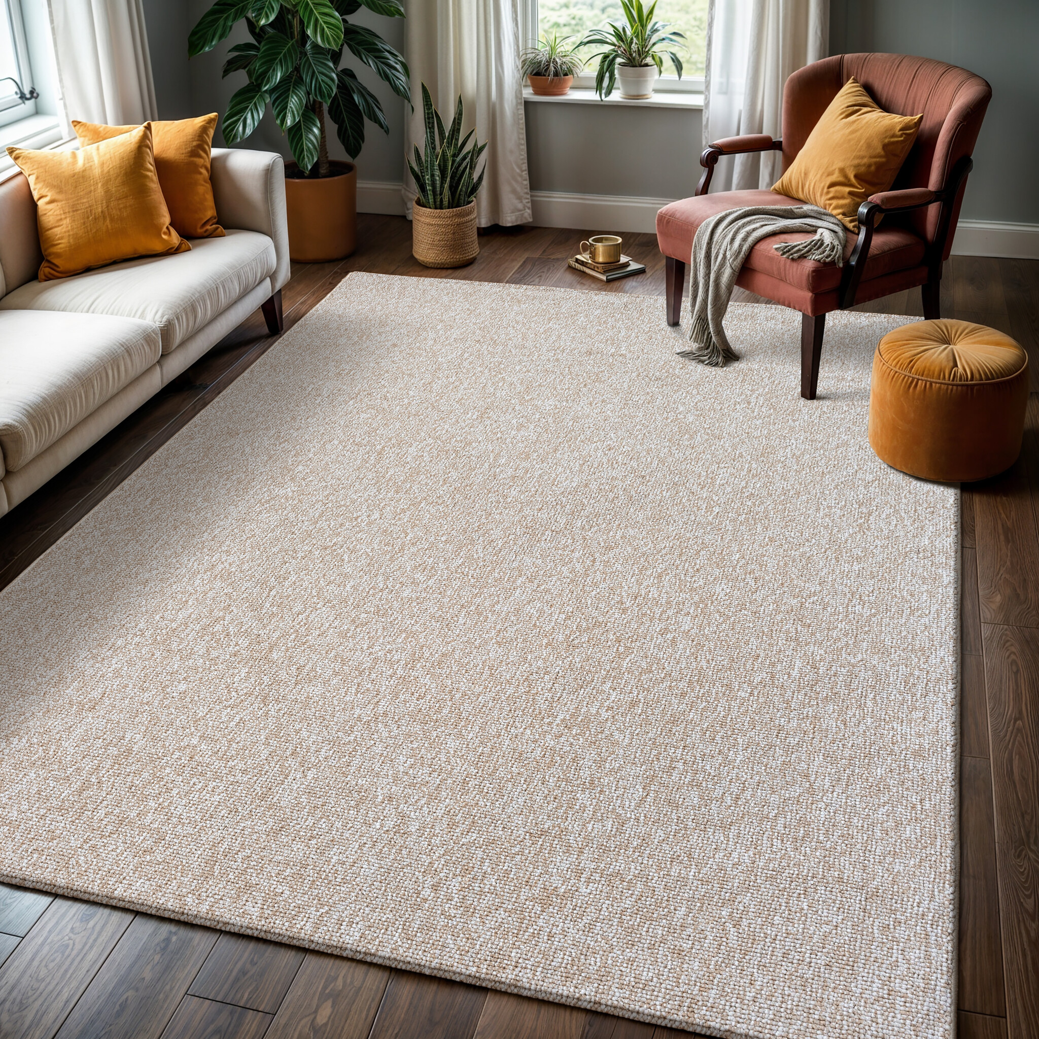 Lora Plus Laagpolig Vloerkleed Beige/Crème
