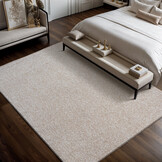 Lora Plus Laagpolig Effen Vloerkleed - Geweven Design - Beige Creme
