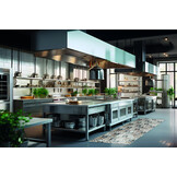 Vintage Keukenloper – Wasbaar (40°C) – Antislip – Terra/Zwart – Per Meter