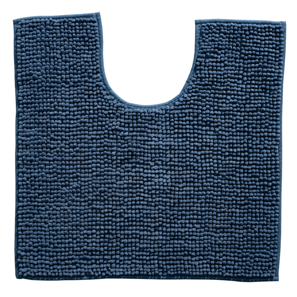 Indiana Fluffy Soft - Effen Badmat met Uitsparing - Soft Touch - Blauw Navy