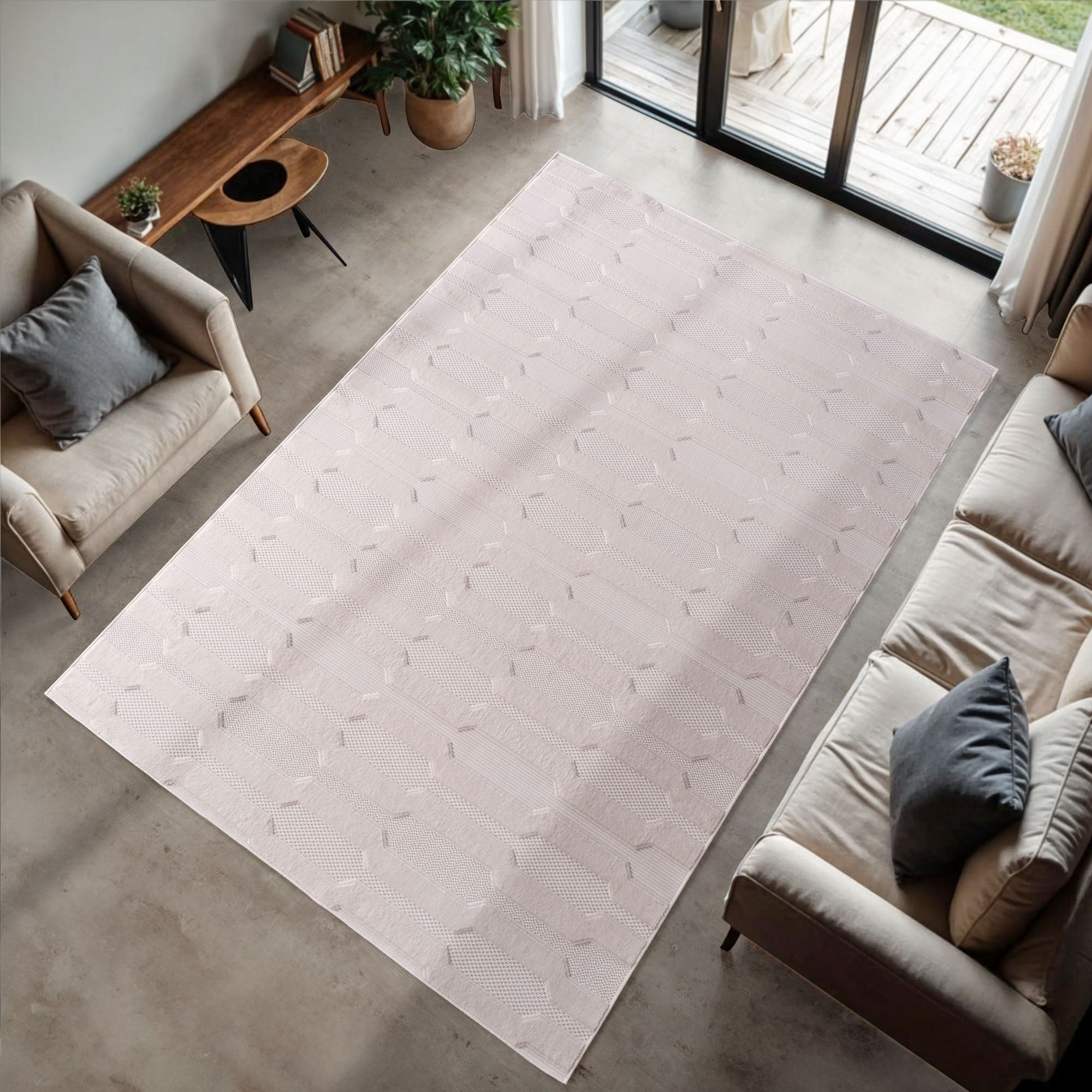 Doha Buitenkleed Effen - In & Outdoor - Vloerkleed voor Tuin Terras Balkon- Creme