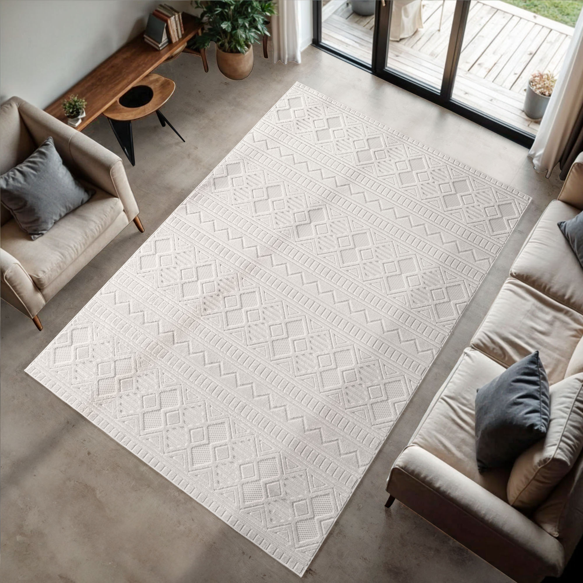Doha Buitenkleed Viva - In & Outdoor - Vloerkleed voor Tuin Terras Balkon- Creme